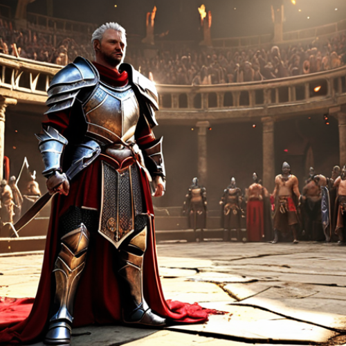Home 23 **Prompt:** A triumphant Lineage M warrior, either a heavily armored Knight or a powerful Mage, standing victorious amidst a battle-scarred arena. Defeated foes lie scattered around them, emphasizing absolute dominance. The atmosphere is gritty and intense, with dramatic lighting, showcasing the ultimate moment of triumph in Lineage M PvP. Focus on high fantasy details and the character's aura of invincibility.
