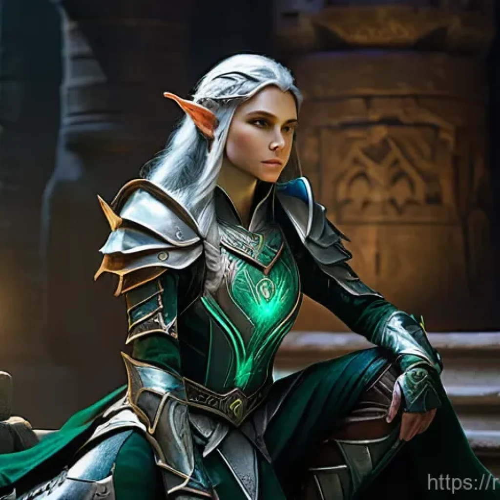 리니지M 희귀 등급 스킬북 - **Prompt: The Elation of Discovery** "A heroic female Elf Archer, clad in intricate leather armo...