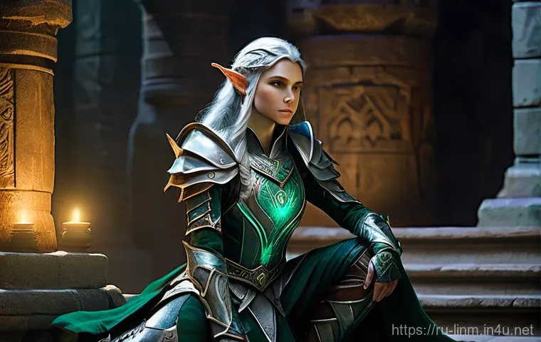 리니지M 희귀 등급 스킬북 - **Prompt: The Elation of Discovery** "A heroic female Elf Archer, clad in intricate leather armo...