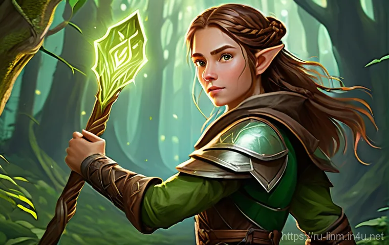 리니지M 변신 카드 조합법 - An intricately detailed digital painting in a fantasy art style, capturing a young female adventurer...