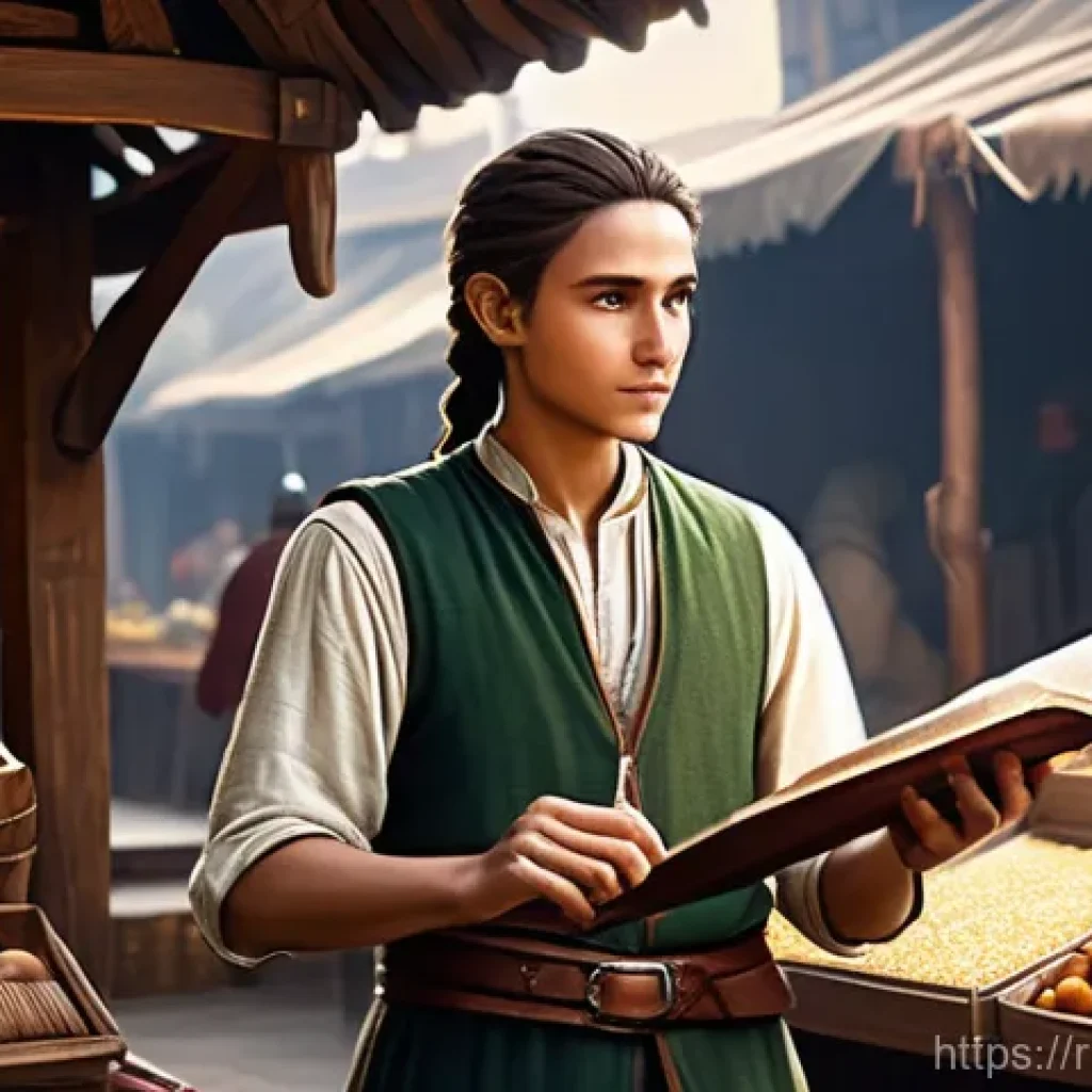 리니지M 스킬 상점 위치 - **Prompt 1: First Steps of Power at the City Market** "A vibrant, bustling fantasy city market i...