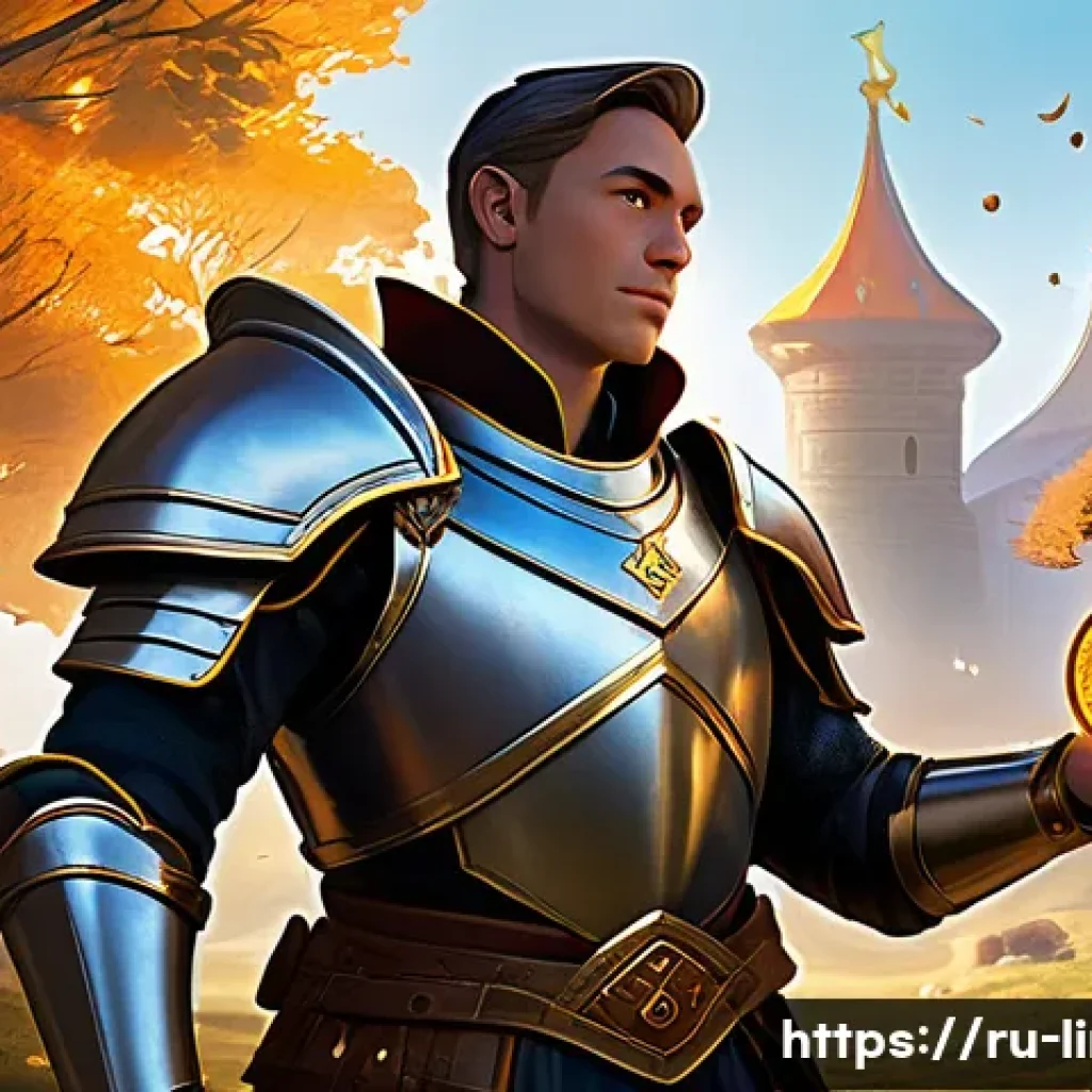리니지M 유료 아이템 효율성 분석 - A determined male Human Knight character in a vibrant fantasy world, mid-level, wearing sturdy, full...