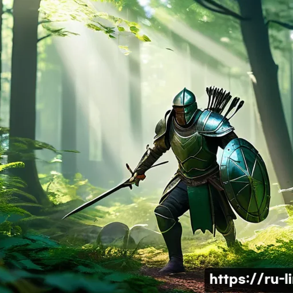 리니지M 필드 전투 기본 - A dynamic open-world fantasy battle scene featuring a lightly armored agile warrior dodging multiple...