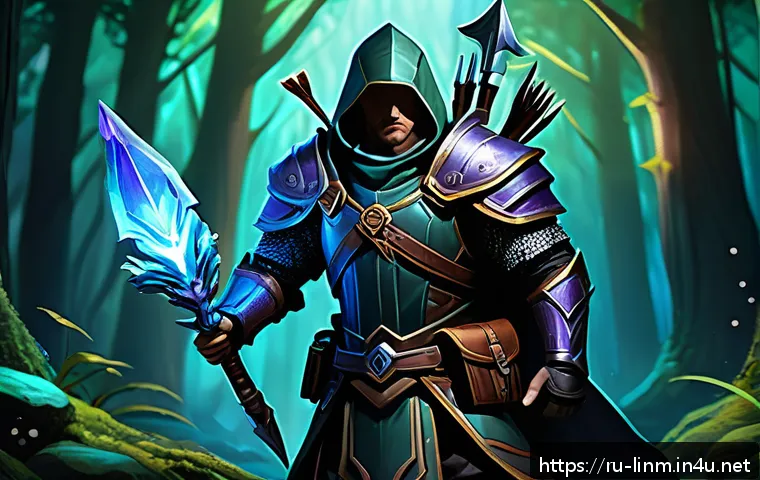 리니지M 사냥터 자원 분배 - A detailed fantasy RPG hunting scene showing a skilled archer character in intricate leather and met...