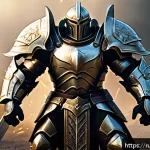Home 18 리니지M 클래스 변경 옵션 - A detailed digital artwork of a Lineage M warrior class character in full heavy armor, standing conf...