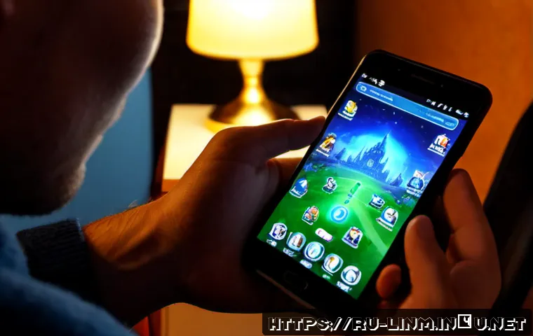 Home 17 리니지M 레벨 별 필수 스킬 - Photorealistic Russian gaming enthusiast at a clean desktop setup, studying a fantasy mobile RPG ski...